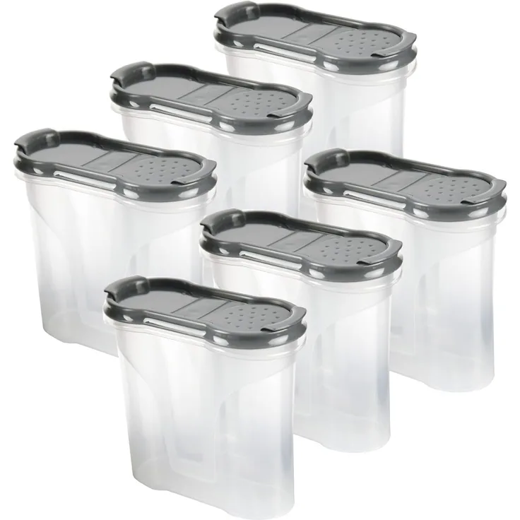 Gewürzdosen 300ml ( 8er Pack - Anthrazit ) Aufbewahrungsboxen für Gewürze - Luftdichte Schüttdose aus BPA freien Kunststoff, Vorratsdose mit Deckel