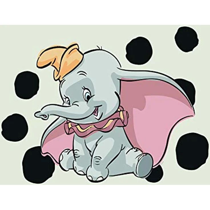 Komar Disney Wandbild Dumbo Dots Landscape, Kunstdruck für Kinderzimmer und Babyzimmer, Größe 40x30cm, ohne Rahmen, hochwertiger Druck auf seidenmattem Fotopapier – Bild 1