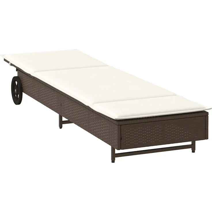 vidaXL Sonnenliege mit Rollen und Auflage Braun Poly Rattan 4104034 – Bild 3
