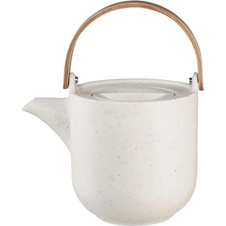 ASA Selection coppatea Teekanne mit Holzgriff sencha, Kanne, Porzellan, Weiß matt, 1 L, 19370193