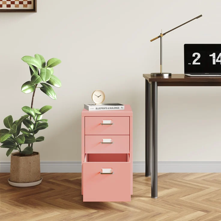 Rollcontainer Kökar mit 3 Schubladen 48x28x41 cm Rosa [en. casa] – Bild 2