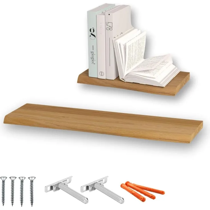 2er Set Regalbretter - Eiche mit Baumkante - 40cm | 70cm