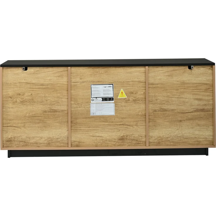 Sideboard 140 x 40 x 60 cm mit 4 Türen und Schublade – MDF in Holzoptik und Schwarz – Bild 9