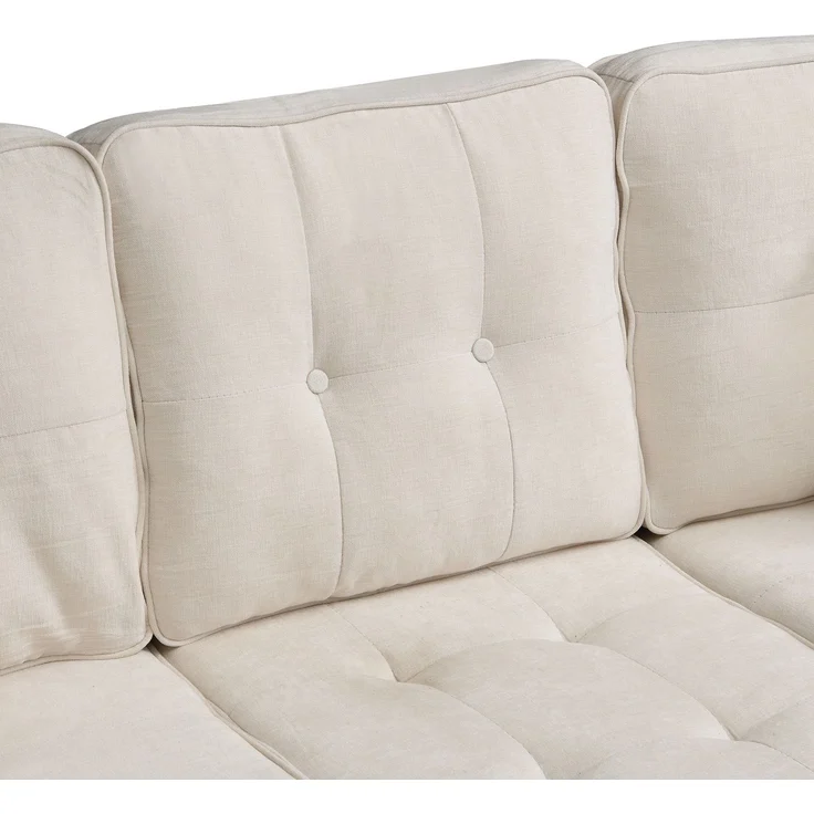 DESVIAE Sofa Hellbeige aus Chenille – 195x86x149 cm – Fußbank, Schlaffunktion – Bild 9