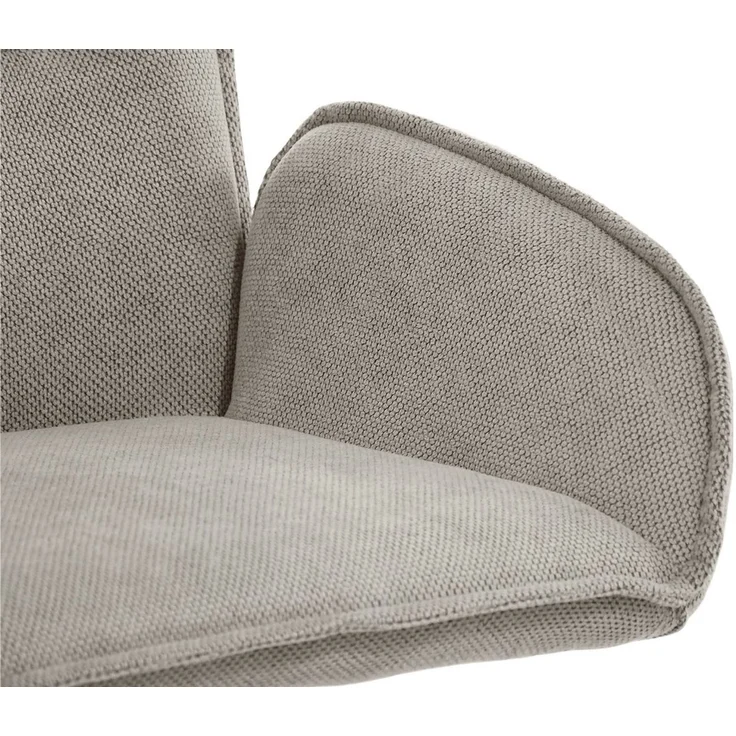 Beautysofa Drehstuhl Zerra Esszimmerstuhl 360° drehbar mit Armlehnen (gepolsterter Esszimmersessel aus Strukturstoff, 1 St), Drehstuhl mit schwarzem Metallgestell – Bild 4