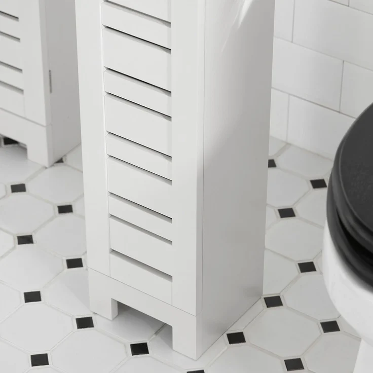 SoBuy BZR85-W Toilettenschrank mit Toilettenpapierhalter, MDF, Lackiert, Weiß, 20 x 75 x 18 cm – Bild 5