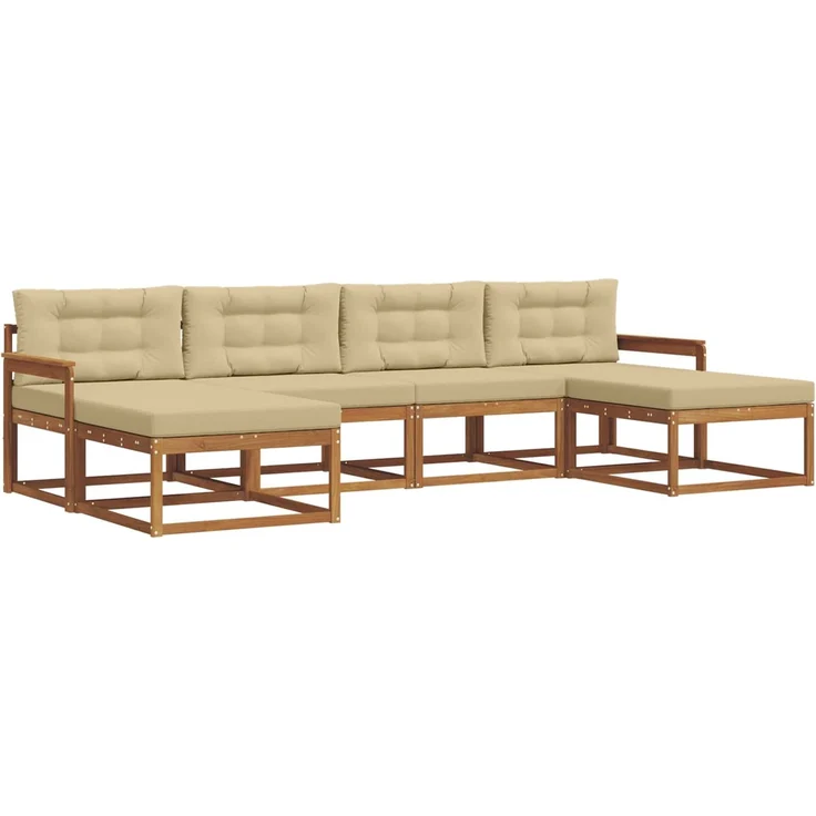 vidaXL Outdoor-Sofagarnitur 6 stk. 6-Sitzer Natur und Beige 3367956 – Bild 2
