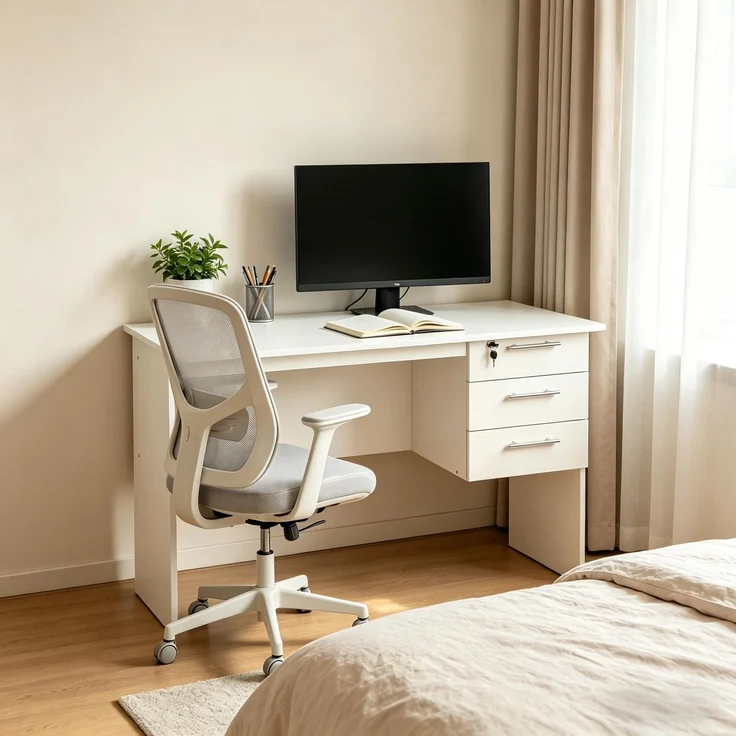 Computer Schreibtisch,Holz Bürotisch,Spieltisch,Nähtisch(nur mit Computer Schreibtisch)--Weiß--120x60x75cm--YOUDENOVA – Bild 4