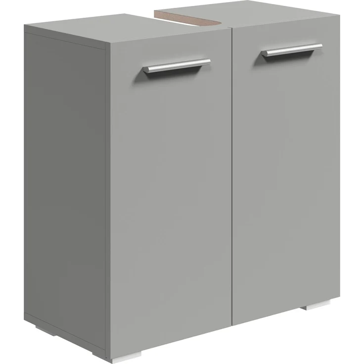 Badplaats Waschbeckenunterschrank Jupiter 60 x 30 cm Grau Matt - Stehender Badezimmerschrank mit 2 Türen und Montagematerial – Bild 1