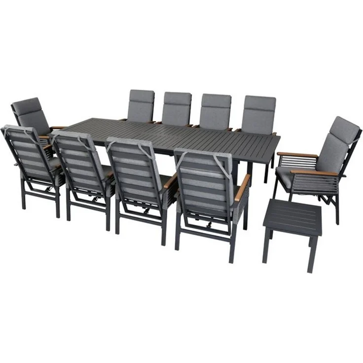 KONIFERA Garten-Essgruppe Edessa Komfort, (Set, 22-tlg, 10x Sessel, 10x Auflagen, 1x Tisch groß, 1x Tisch klein), inkl. 10 Sessel, 10 Sitzkissen, 1 Ausziehtisch, 1 Beistelltisch – Bild 4