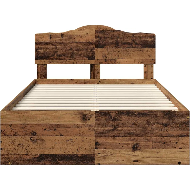 vidaXL Bettrahmen Altholz 135 x 190 cm Massives Kiefernholz 3412914 – Bild 6