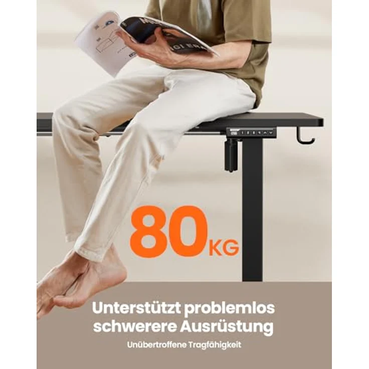 ErGear Elektrisch Höhenverstellbarer Schreibtisch 160x80 cm, Schreibtisch Höhenverstellbar mit 4 Memory-Funktion, Gaming Tisch mit Vierteilige Tischplatte – Bild 6