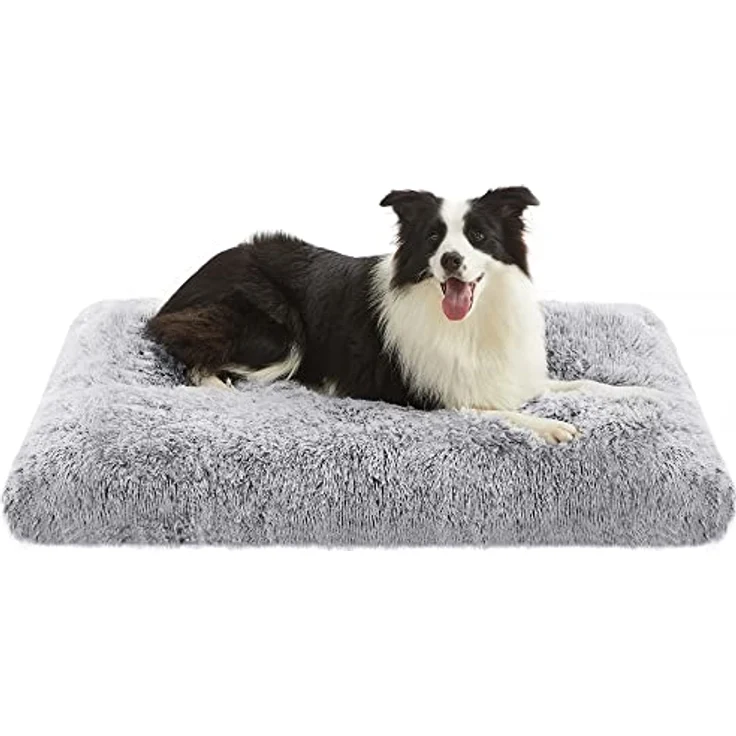 Feandrea Hundebett, Hundekissen, Flauschige Hundematte, Langer Plüsch, 110x73 cm, weiche Polsterung, waschbar, multifunktional, Ombré-Grau PGW203G01 – Bild 2