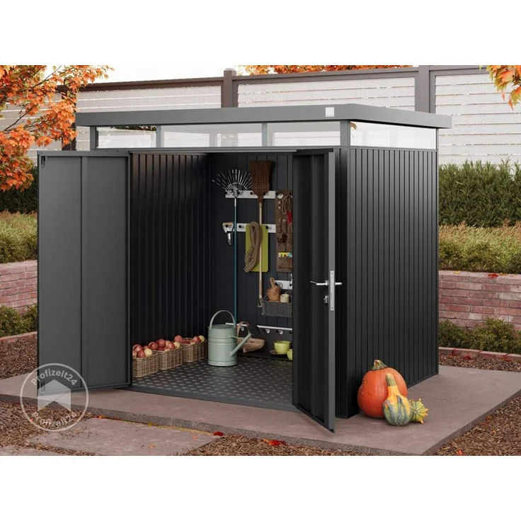 GFP Primeyard Gerätehaus Metall Gartenhaus 210x180x205 cm Geräteschuppen Flachdach anthrazit – Bild 2