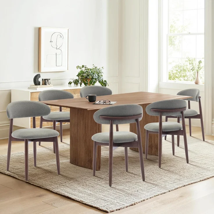 COLAMY Küchenstuhl Esszimmerstühle 6er Set, Moderne Polsterstuhl Essstühle mit Fester Rückenlehne, Stoff Esszimmerstühl mit Holzbein für Esszimmer, Küche, Restaurant, Grün