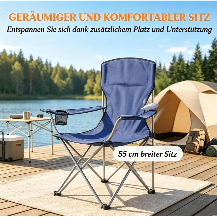Campingstuhl 88 x 57 x 97 cm, 2er-Set mit Getränkehalter und Tragetaschen, klappbar – Bild 5