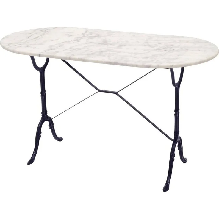 Lesli Living Gartentisch Marmortisch Marmor weiß oval 120x60x71 cm – Bild 1