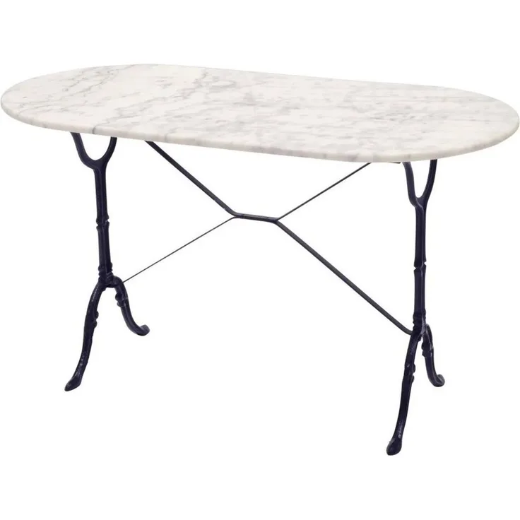 Lesli Living Gartentisch Marmortisch Marmor weiß oval 120x60x71 cm