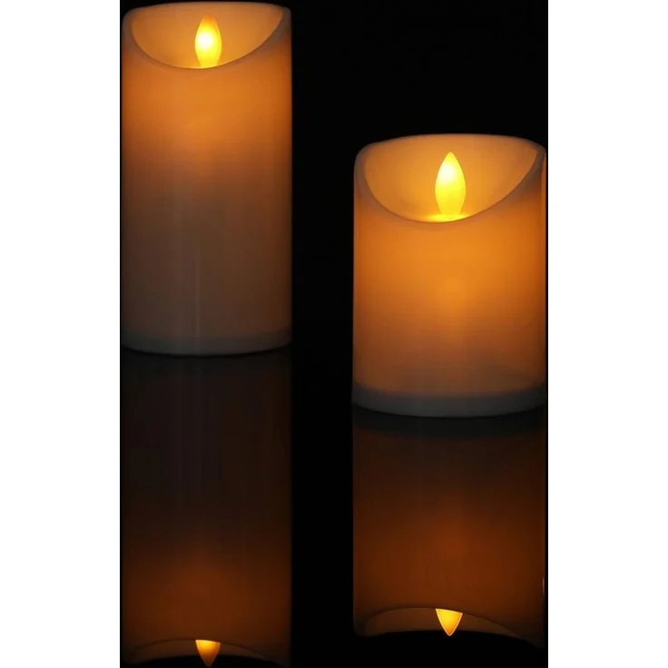 Marrakesch Orient & Mediterran Interior LED-Kerze 2er Set Vintage LED-Kerze Echtwachs modern aus Wachs in Creme 10-15 cm, warmweiß, Handarbeit – Bild 2