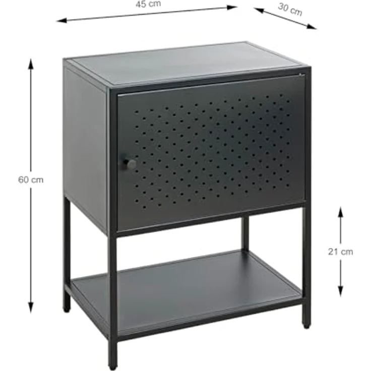 XXXL Nachtschrank, Schwarz, Metall, 45x60x30 cm, Drehtüren, Typenauswahl – Bild 3