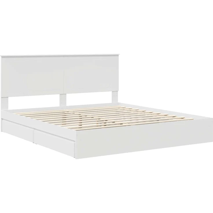 vidaXL Aufbewahrungsbett mit Kopfteil Weiß 180 x 200 cm Holzwerkstoff 3411180 – Bild 3