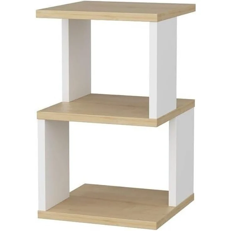 Calicosy Nachttisch 3 Ebenen Holzdekor Eiche und Weiß L29,6 cm – CARTER - Helles Holz – Bild 4