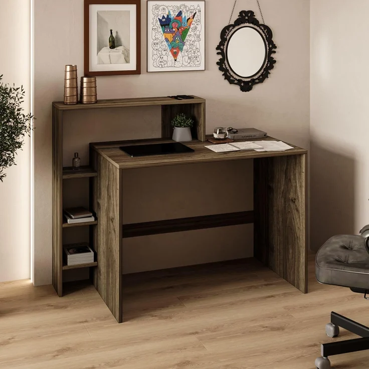 Skye Decor 'Amber - Walnut' Schreibtisch, Walnuss, 121,8 x 96 x 55 cm – Bild 2