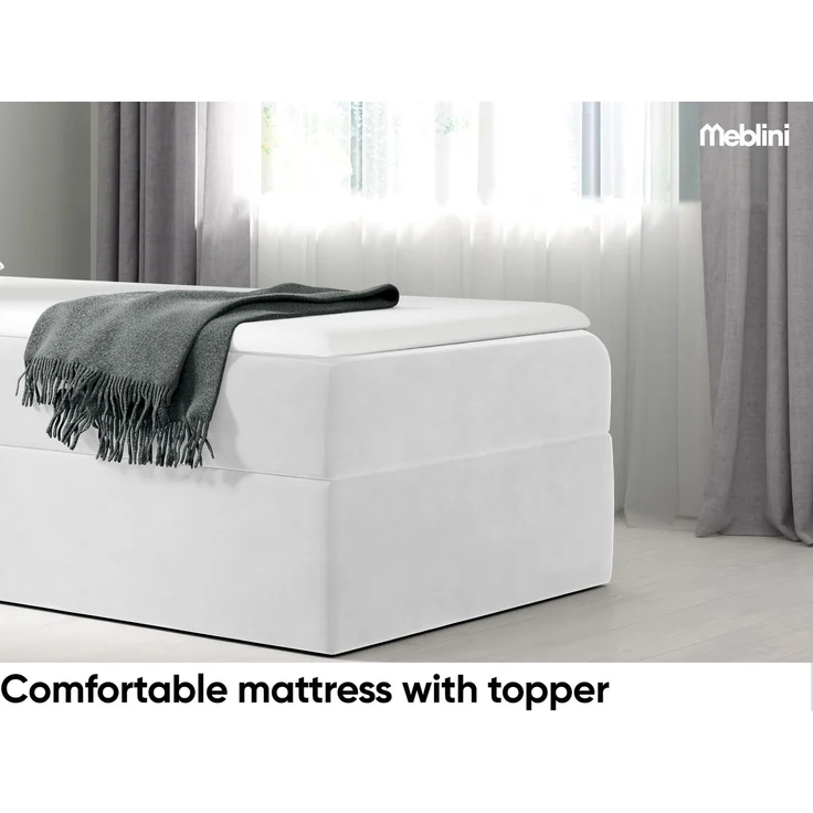 MEBLINI Kinderbett mit Bettkasten MINO 3 90x200 Links – H3/Hellgrau Samt Gepolstert Einzelbett mit Matratze - Polsterbett mit Stauraum - Bett mit Kopfteil – Stauraumbett – Bild 4