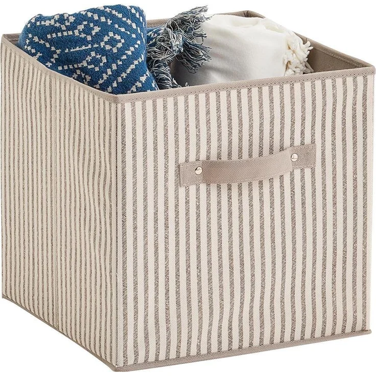 Zeller Present Aufbewahrungsbox Stripes, faltbar, Vlies, beige – Bild 1