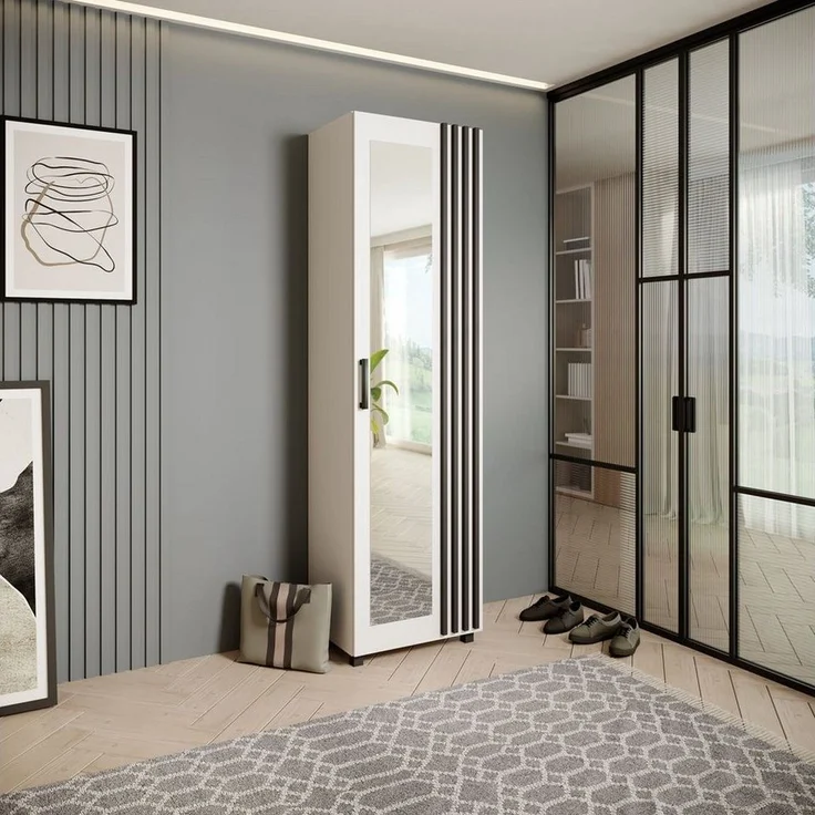 Beautysofa Garderobenschrank mit Tür und Spiegel LIVIA – Bild 1