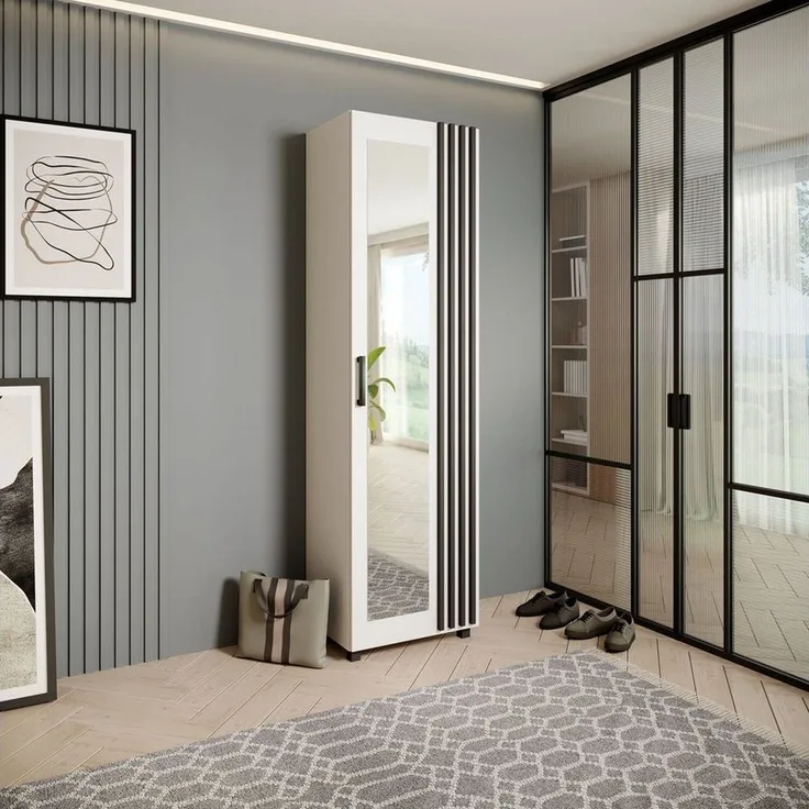 Beautysofa Garderobenschrank mit Tür und Spiegel LIVIA