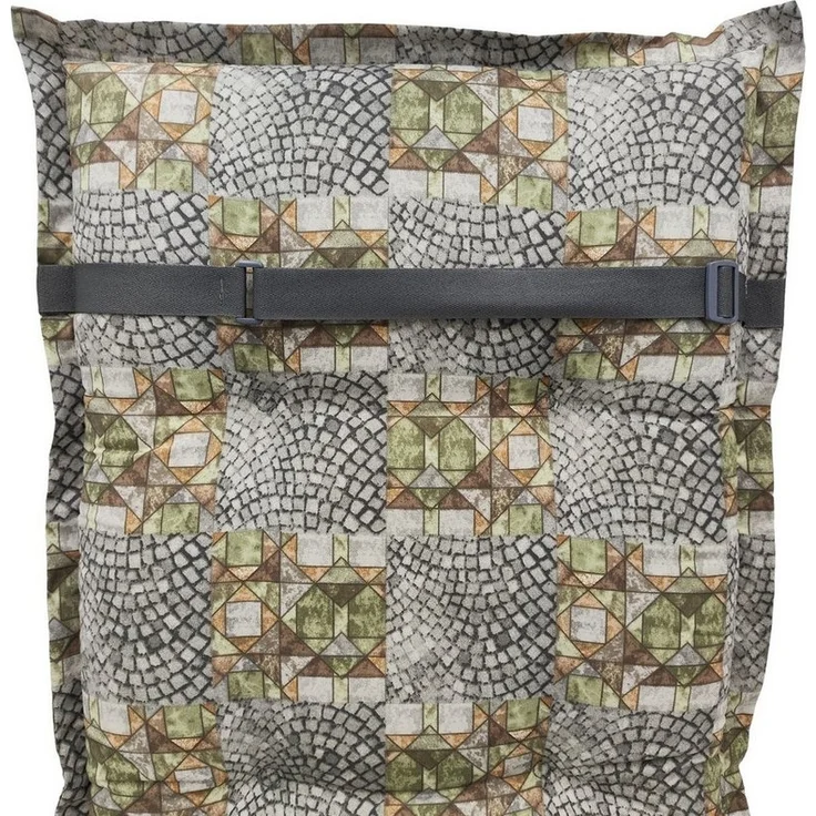 Auflage Hochlehner für Gartenstuhl 120x48cm Sesselauflage Hochlehner Polster in Grau Mosaik Muster mit dicker 7cm Schaumstoff Füllung – Bild 2