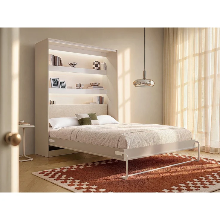 Vente-unique - RAPILI - Schrankbett - Metall - Beige - 179 x 239.2 x 225.2 cm – Bild 2