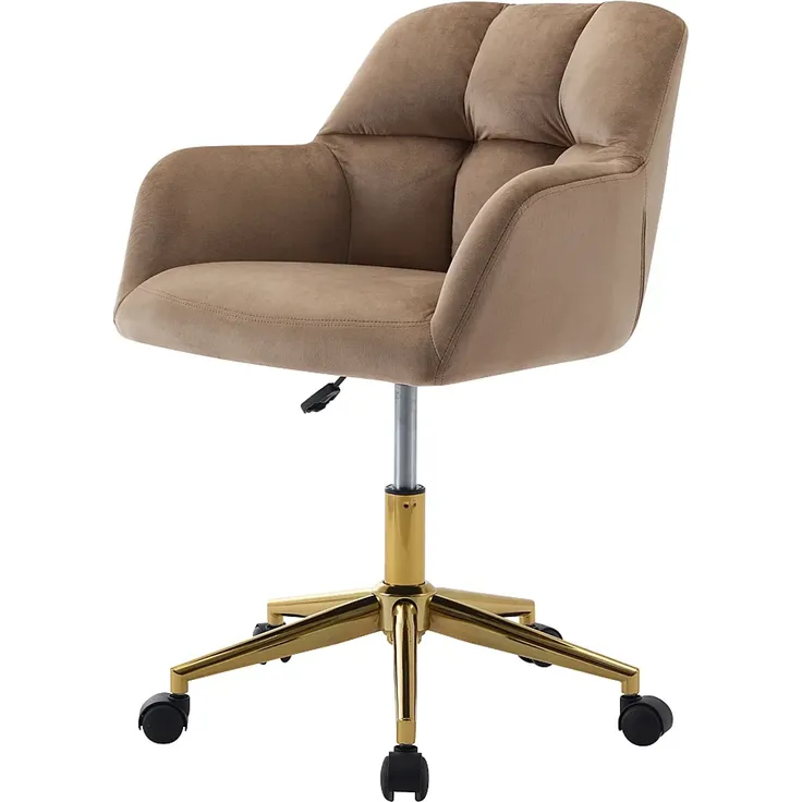 Vente-unique - PEGA Bürostuhl StoffSamt Beige - B 60 cm x H 76 cm86 cm x L 59 cm – Bild 5