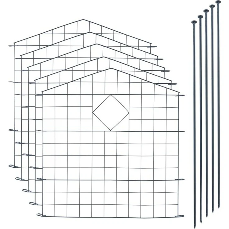 Teichzaun Set Zaunset Zaun 10 Elemente Steckzaun Gartenzaun Spitzbögen Anthrazit – Bild 2