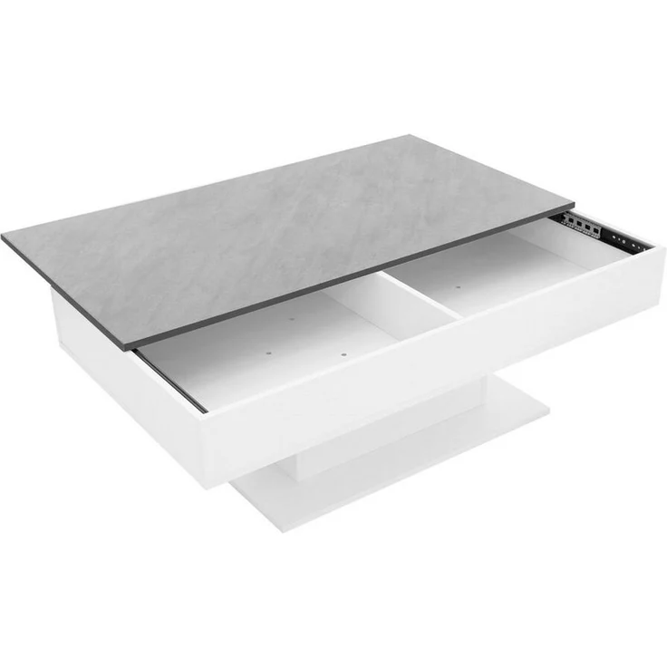 ML-DESIGN Couchtisch Beistelltisch mit 2 Staufächern unter Schiebeplatte Truhefunktion, Wohnzimmertisch 2 Stauräume Sofatisch mit aufziehbare Tischplatte – Bild 2