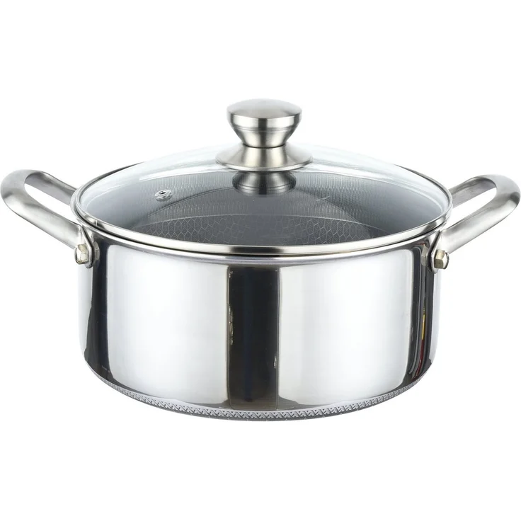 Kochtopf Topf Ø24cm Massiv Edelstahl mit Glasdeckel Induktion Cheffinger PNC24
