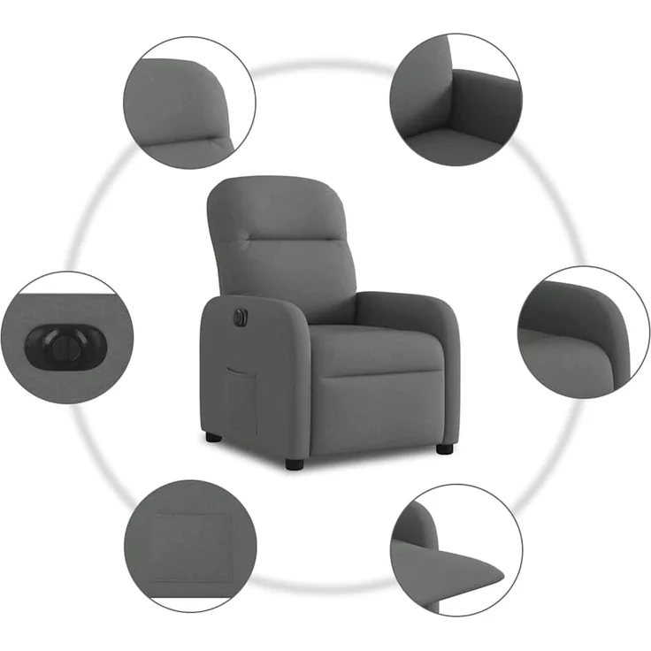 vidaXL Relaxsessel Elektrisch Dunkelgrau Stoff 3302953 – Bild 9