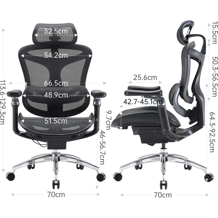 Sihoo 'Doro C300 Pro' ergonomischer Schreibtischstuhl, 130 x 75,5 cm, in Schwarz – Bild 3