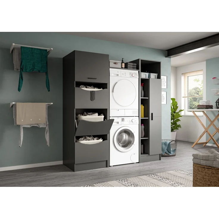 Waschmaschinenschrank (B/H/T: 66x195x62 cm) in anthrazit Nachbildung – Bild 6