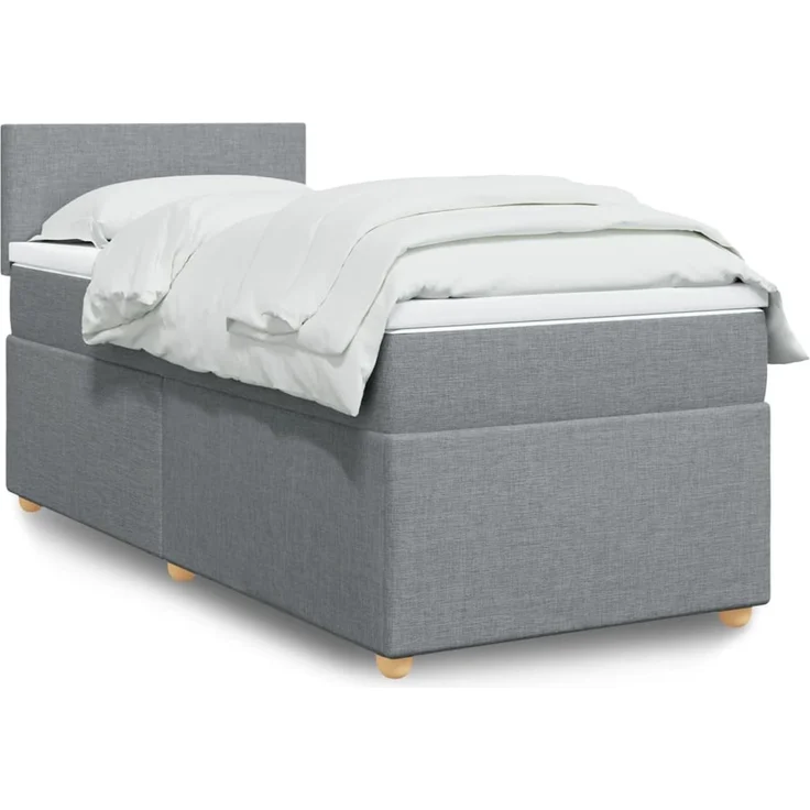 vidaXL Boxspringbett mit Matratze Hellgrau 100x200 cm Stoff 3288884 – Bild 1
