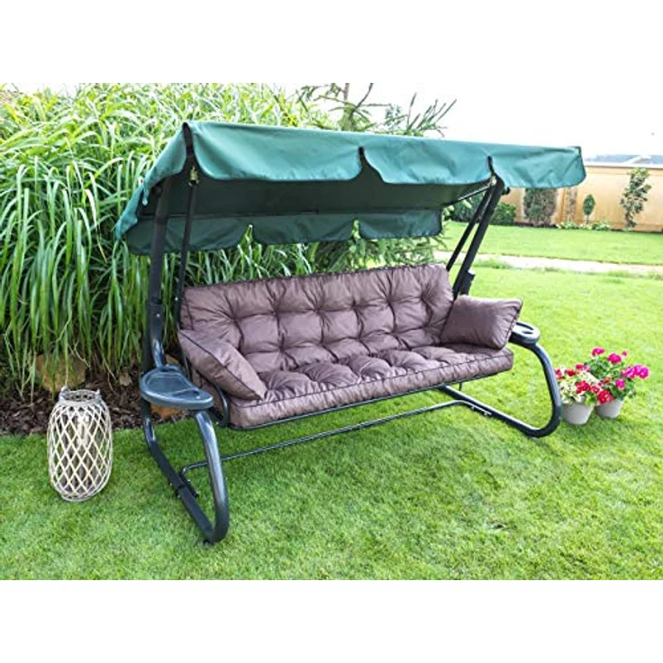 Bjird Bankauflage Pola 100 cm 120 cm 150 cm 180 cm, für Gartenbank und Hollywoodschaukel - inkl. 2 Stück Seitenkissen – Bild 9