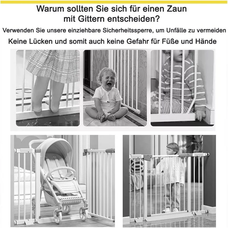 Türschutzgitter Treppenschutzgitter Absperrgitter Grau Ausziehbar Kind Hund Baby Welpen Schutzbarriere Einrollbar Haustiere – Bild 2