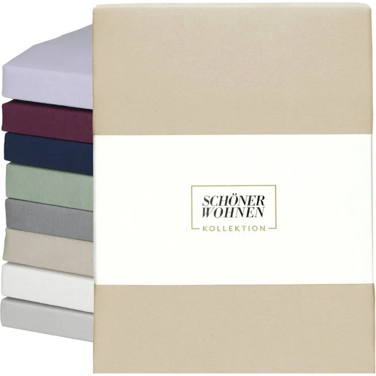 SCHÖNER WOHNEN-Kollektion Spannbettlaken BASIC Spannbettlaken, Mischgewebe, Gummizug: rundum, (1 Stück), 100 x 200 cm in Beige – Bild 1