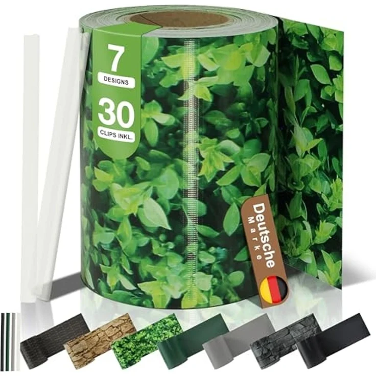 BooGardi PVC Sichtschutzstreifen · Sichtschutz Zaun 19 cm x 35 m Buchsbaum 3 Rollen · 450 g/m² · inkl. 30 Clips · Zaunblende für Doppelstabmattenzaun & Stabmattenzaun · Blickdicht & wetterfest – Bild 1