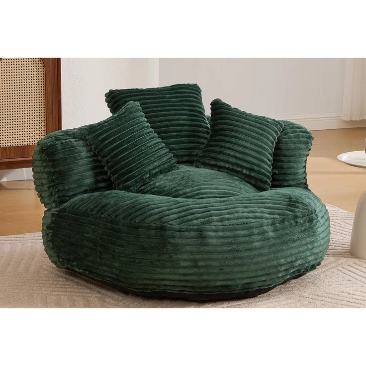 LVHOM Sitzsack 108x108x52cm Chenille Premium Sofa mit 3 extra Kopfkissen (Kuschelig & Atmungsaktiv, Einzelsitzer-Lounge, komplett komprimiert geliefert. Perfekt für Ruhe, Lesen, Gaming & Nickerchen. Ideal für Wohnzimmer, Schlafzimmer, Spielzimmer & Off...