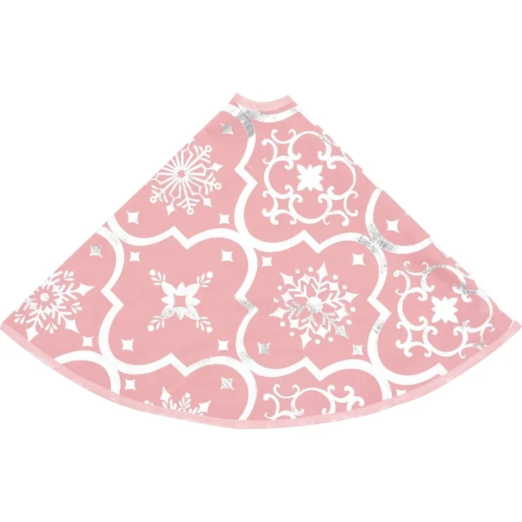 vidaXL Luxus-Weihnachtsbaumdecke mit Socke Rosa 90 cm Stoff 330284 – Bild 4