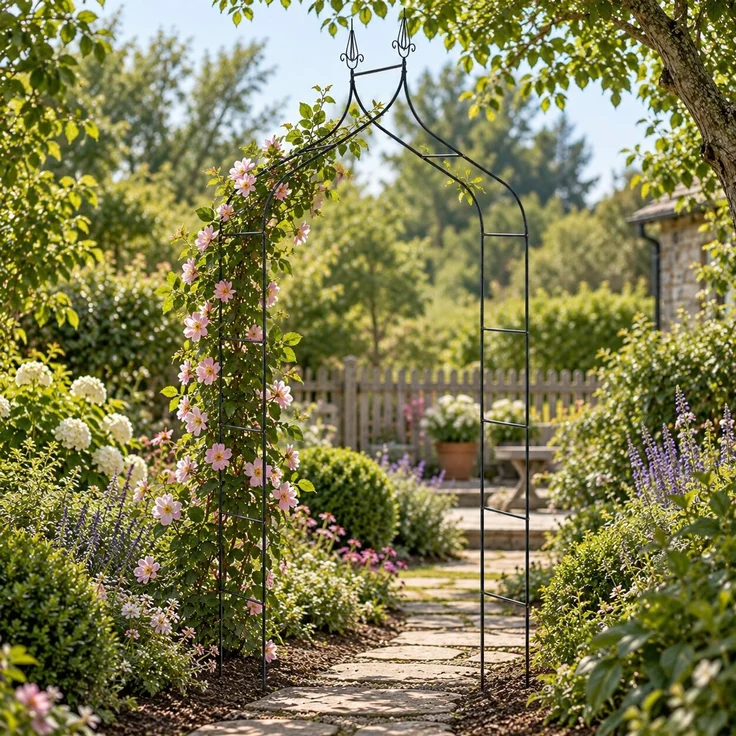 KADAX Gartenpergola aus Metall, 255 cm, Bogen, Blumenstütze für Rosen, Pflanzen, Kletterer – Bild 2