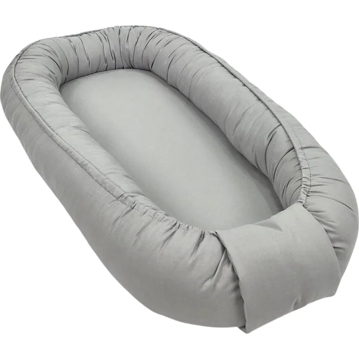WIKLINOPOL Babynest Set für Neugeborene – Baby Nestchen 85x45 cm in Grau – Tragbares Babynest mit Matratze – Waschbares Baby Nestchen aus 100 % Baumwolle – Sicher für Zuhause & Reisen