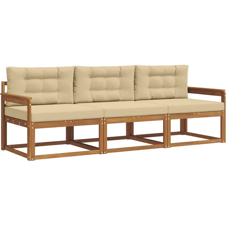 vidaXL Outdoor-Sofagarnitur 3 stk. 3-Sitzer Natur und Beige 3367116 – Bild 2